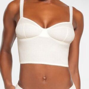 skims picot cropped ribbed cami cream size small